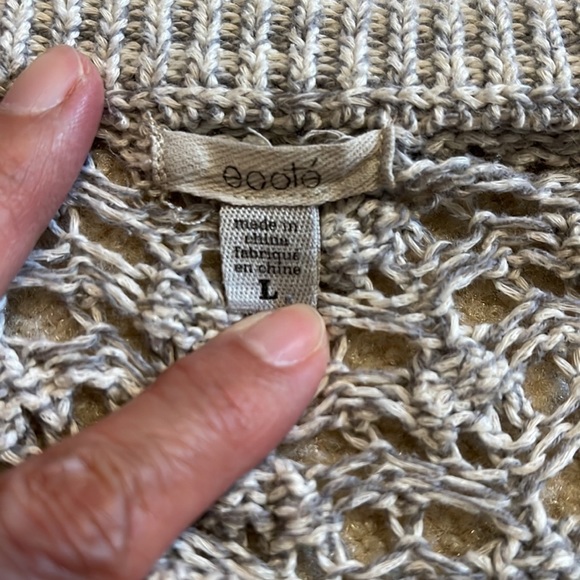 Urban Outfitters Ecote Open Knit Slouchy Scoop Neck Sweater Light Gray Coastal-L - Picture 7 of 9